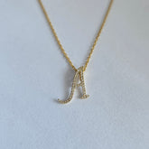 18ct Yellow Gold Natural Diamond Initial A